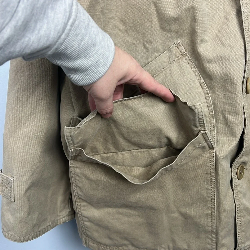 J Crew Men's XL canvas & corduroy cotton quilted lining chore/ barn coat